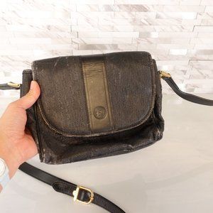 Vintage FENDI Bag Leather Black Logo Crossbody Luxury Sac Purse Rare Y2K Italy